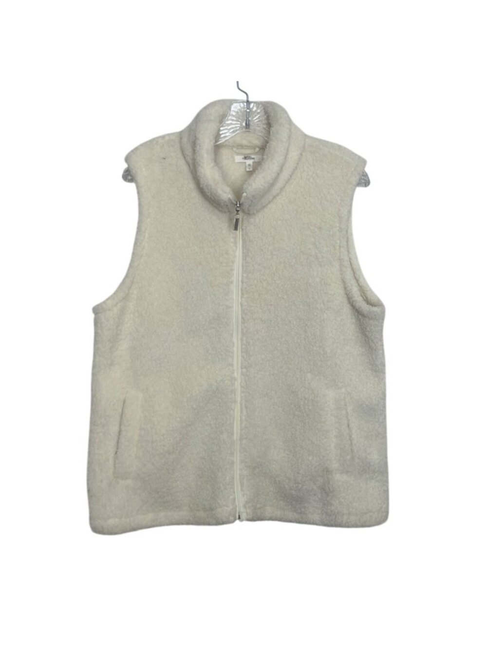 Maurices Sherpa Fleece Zip Up Vest Large White New WOT Fall Winter Fuzzy